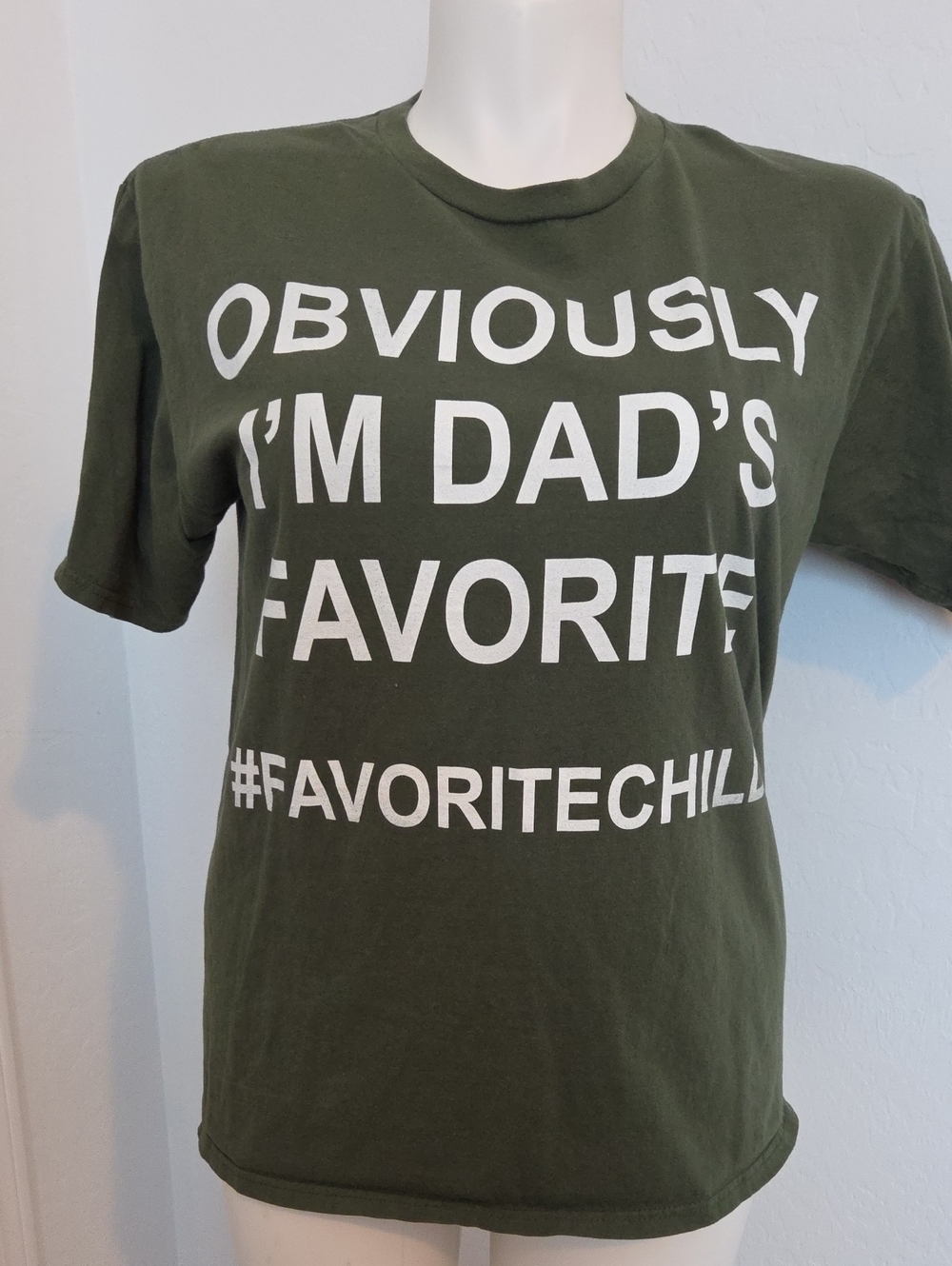 Port and Company Olive Green Graphic Tee with White Slogan